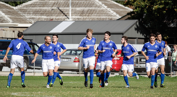 Adelaide Blue Eagles - celebrate goal by18. Kym Harris