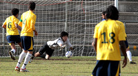 1 - Takumi Takahashi (GK) - stretching for the ball9 - Fortunato Filletti - coming in from right to score a goal
